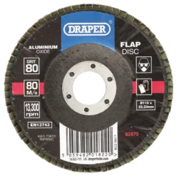 Aluminium Oxide Flap Disc, 115 x 22.23mm, 80 Grit