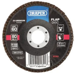 Aluminium Oxide Flap Disc, 115 x 22.23mm, 60 Grit