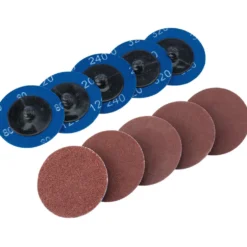 Assorted Aluminium Oxide Sanding Discs, 50mm (Pack of 10)