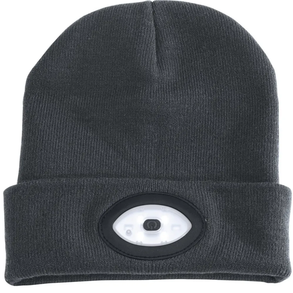 Beanie Hat with Rechargeable Torch, One Size, 1W, 100 Lumens, Grey