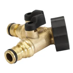 Brass Double Tap Connector with Flow Control, 3/4"