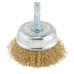 Brassed Steel Crimped Wire Cup Brush, 50mm