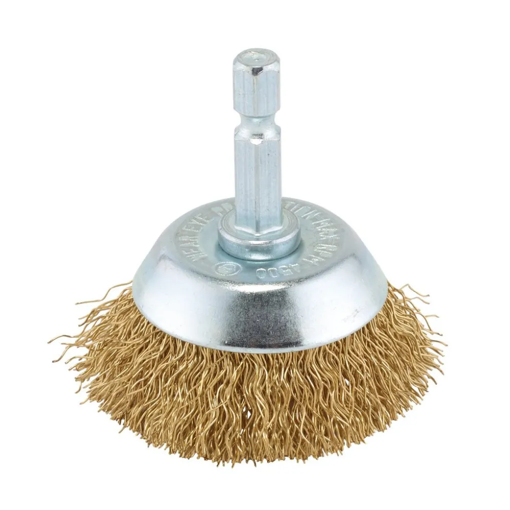Brassed Steel Crimped Wire Cup Brush, 40mm
