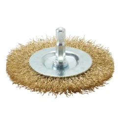 Brassed Steel Crimped Wire Wheel Brush, 75mm