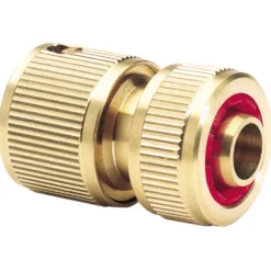 Brass Hose Connector with Water Stop, 1/2"