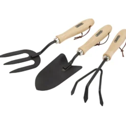 Carbon Steel Hand Fork, Cultivator and Trowel with Hardwood Handles