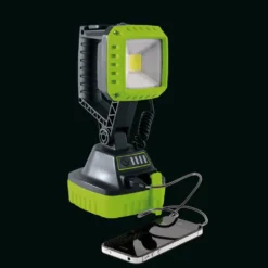 COB LED Rechargeable Work Light, 10W, 1,000 Lumens, Green, 2 x 2.2Ah Batteries