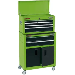 Combined Roller Cabinet and Tool Chest, 6 Drawer, 24", Green