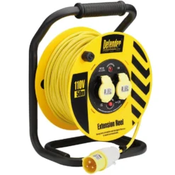 Defender E86500 110V Industrial Cable Reel, 1.5mm², 16A, 50m