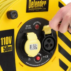 Defender E86500 110V Industrial Cable Reel, 1.5mm², 16A, 50m
