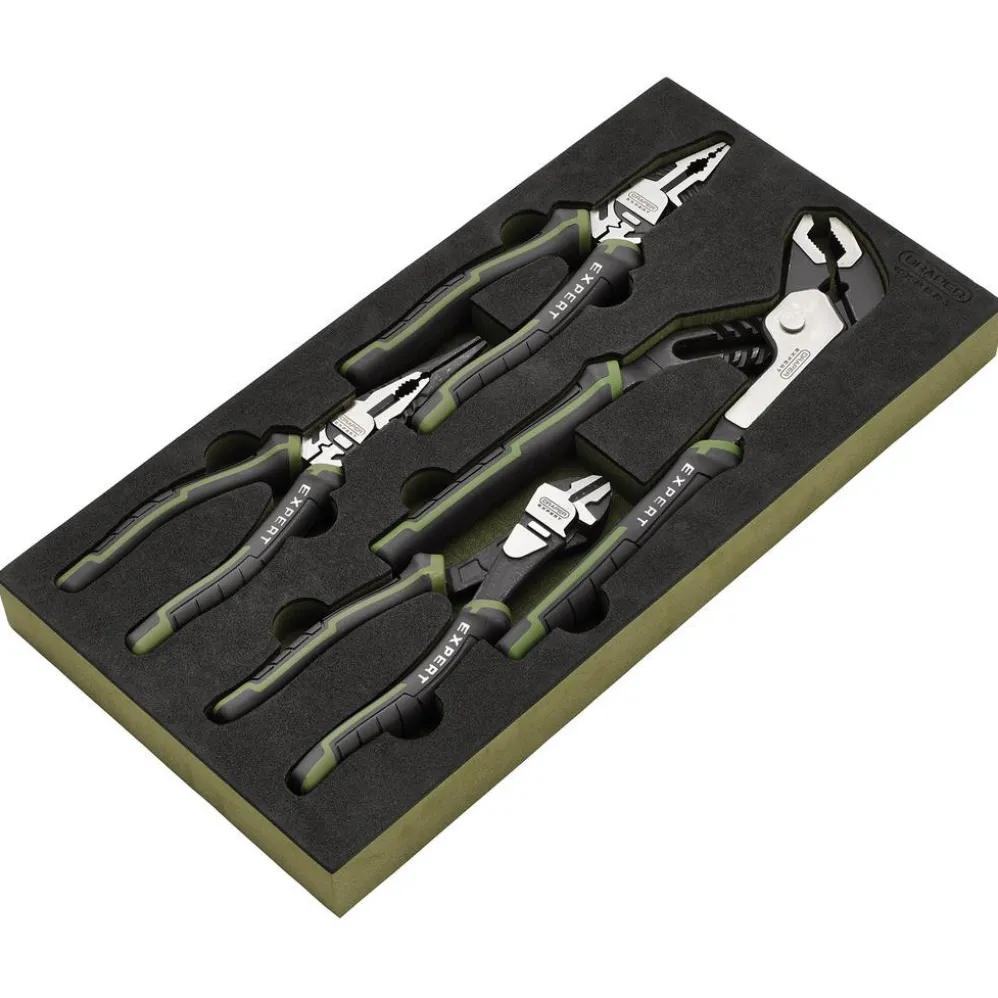 Draper Expert High Leverage Pliers Set with Water Pump Pliers in EVA Foam Tray (4 Piece)