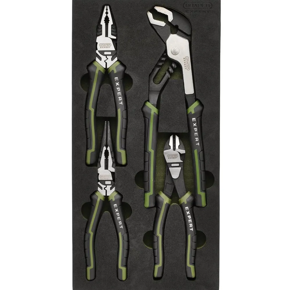 Draper Expert High Leverage Pliers Set with Water Pump Pliers in EVA Foam Tray (4 Piece)