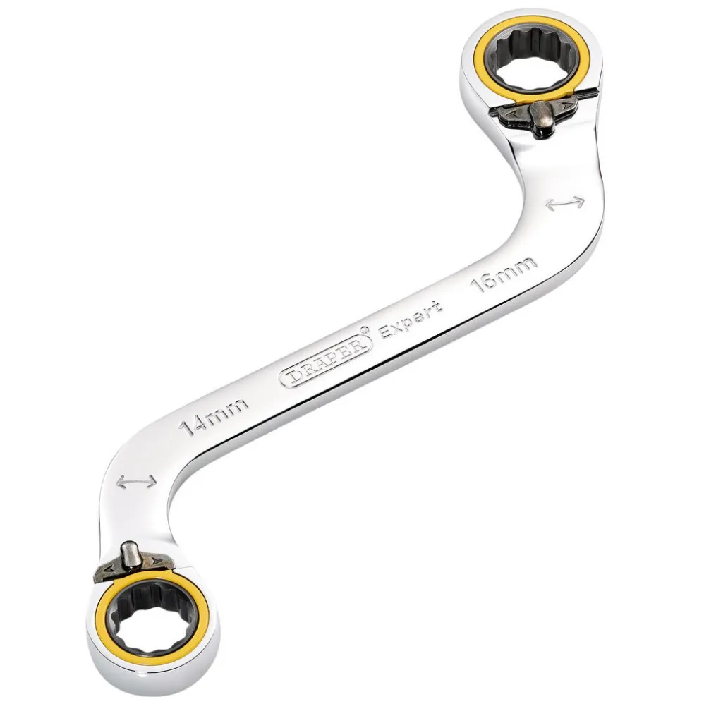 Draper Expert HI-TORQ® Double Ring Ratchet S-Shape Spanner, 14 x 16mm