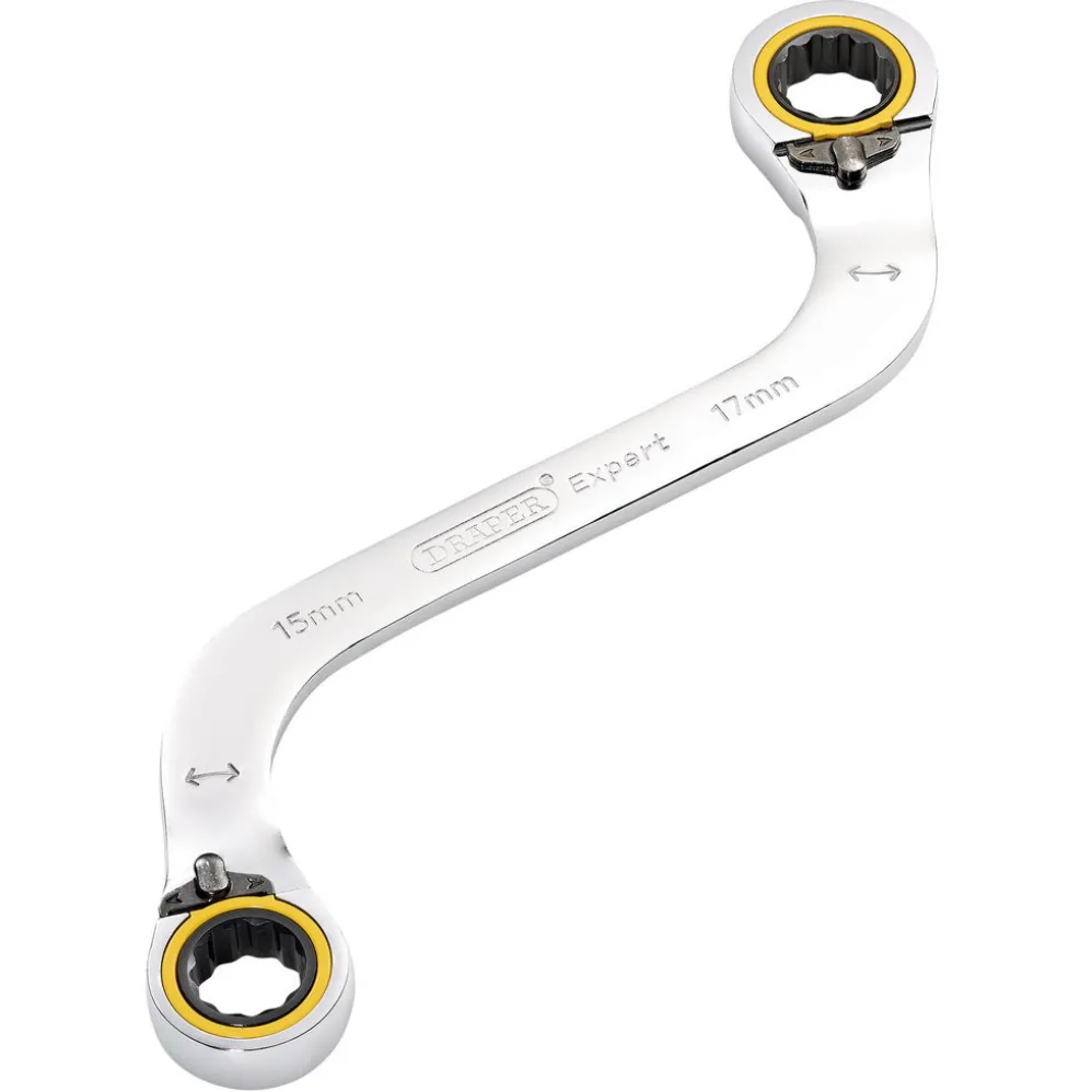 Draper Expert HI-TORQ® Double Ring Ratchet S-Shape Spanner, 15 x 17mm