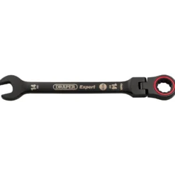 Draper Expert HI-TORQ® Metric Flexible Head Ratchet Combination Spanner, 14mm, Black