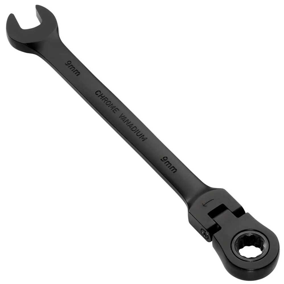 Draper Expert HI-TORQ® Metric Flexible Head Ratchet Combination Spanner, 9mm, Black