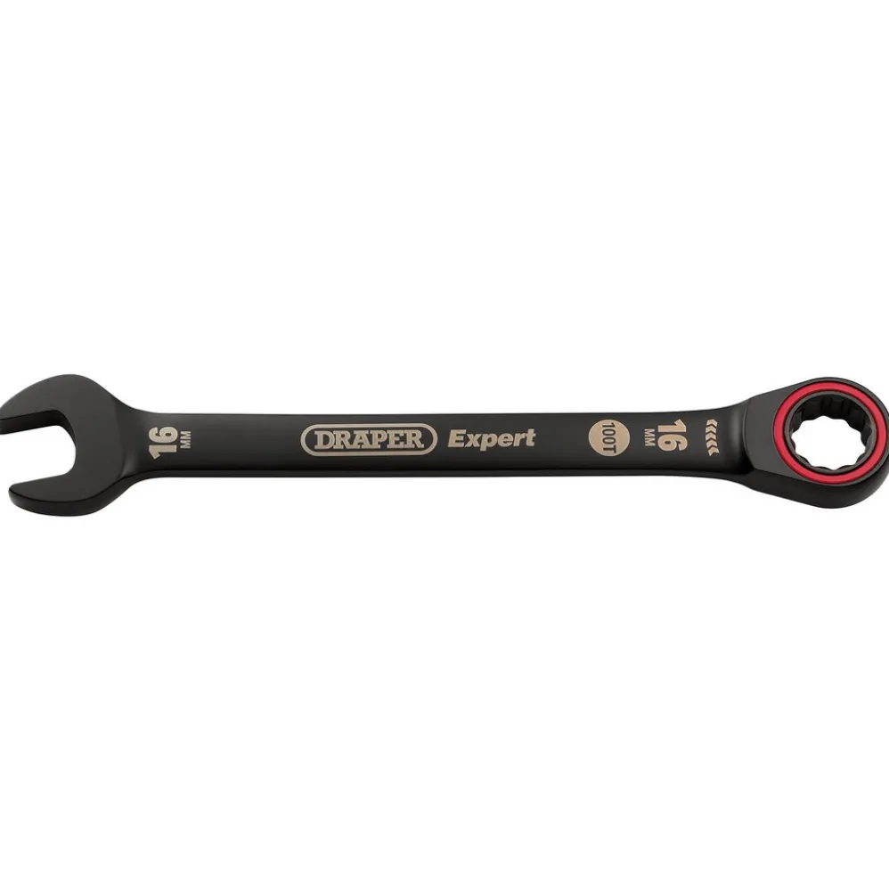 Draper Expert HI-TORQ® Metric Ratchet Combination Spanner, 16mm, Black