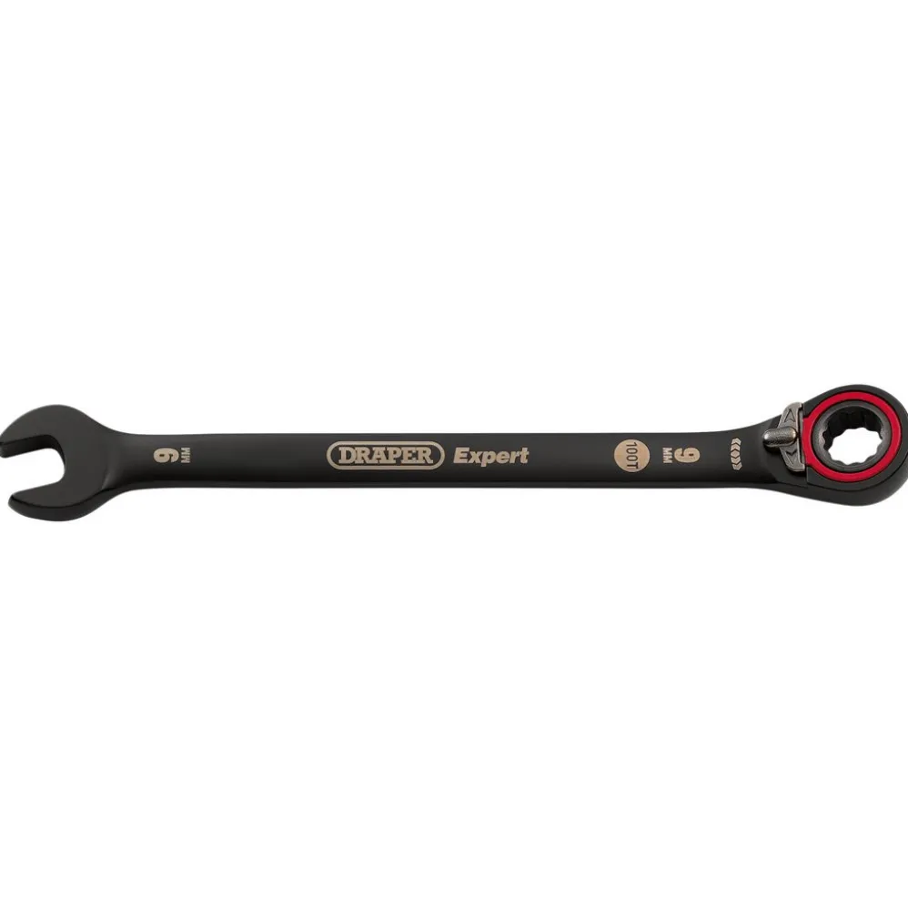 Draper Expert HI-TORQ® Metric Reversible Ratchet Combination Spanner, 9mm, Black