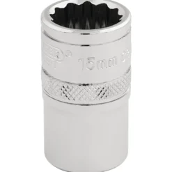 Draper Expert HI-TORQ® 12 Point Socket, 1/2" Sq. Dr., 15mm