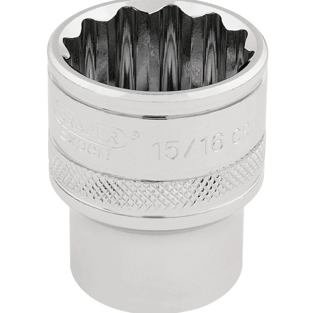 Draper Expert HI-TORQ® 12 Point Socket, 1/2" Sq. Dr., 15/16"
