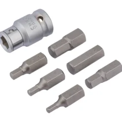 Draper Expert Metric Hexagon Bit Set, 1/2" Sq. Dr. (7 Piece)