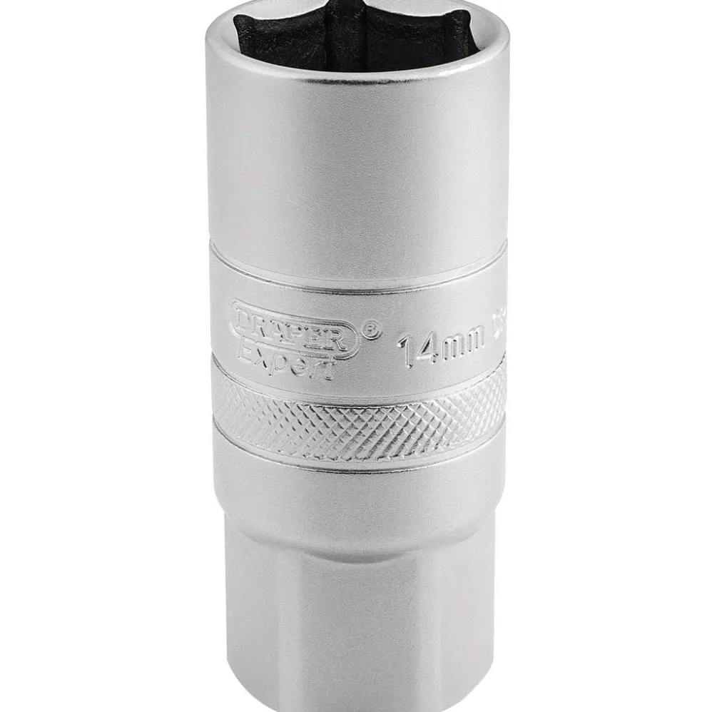 Draper Expert 14mm Thread 6 Point Satin Chrome Spark Plug Socket, 1/2" Sq. Dr., 21mm