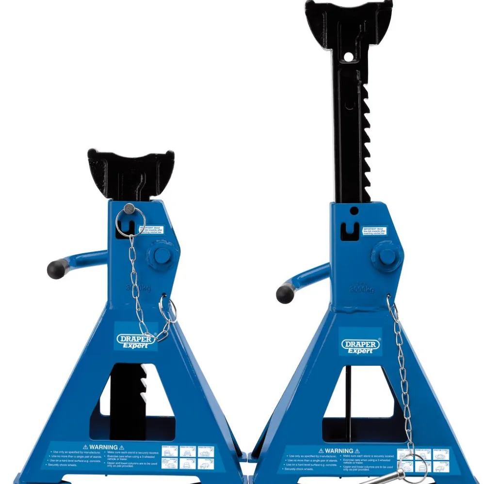 Draper Expert Pneumatic Rise Ratcheting Axle Stands, 3 Tonne (Pair)