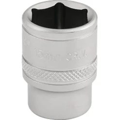 Draper Expert 6 Point Metric Socket, 3/8" Sq. Dr., 15mm