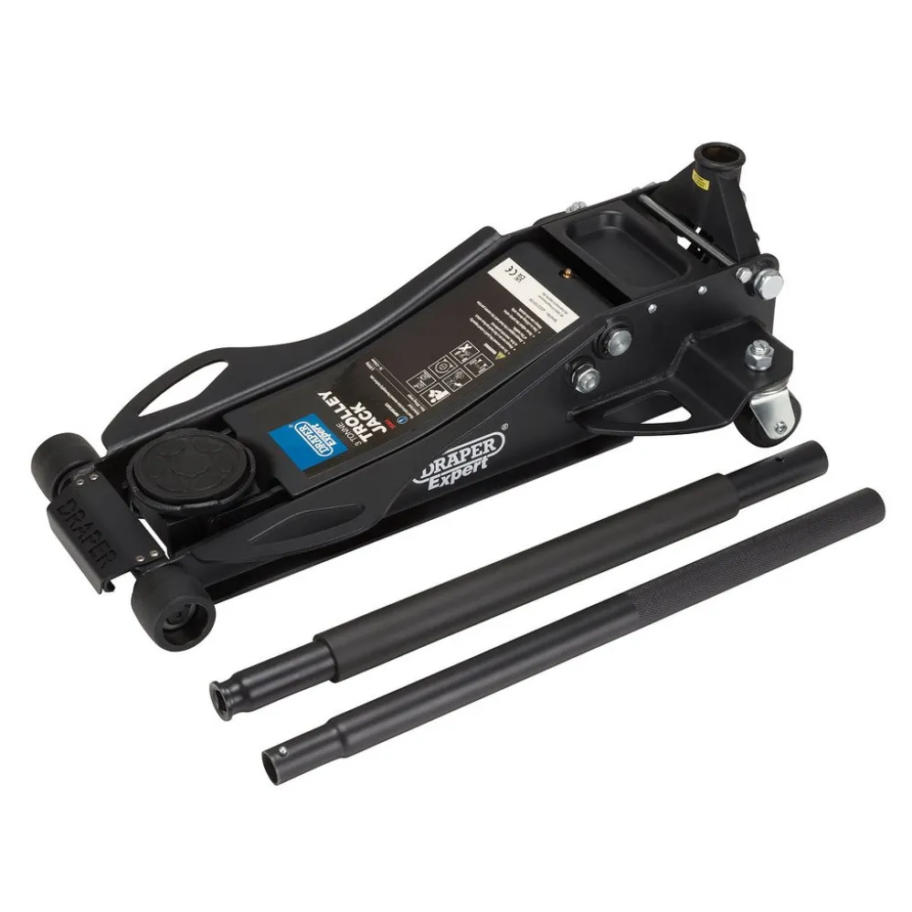 Draper Expert Professional Low Profile Fast Lift Garage Trolley Jack, 3 Tonne, Black