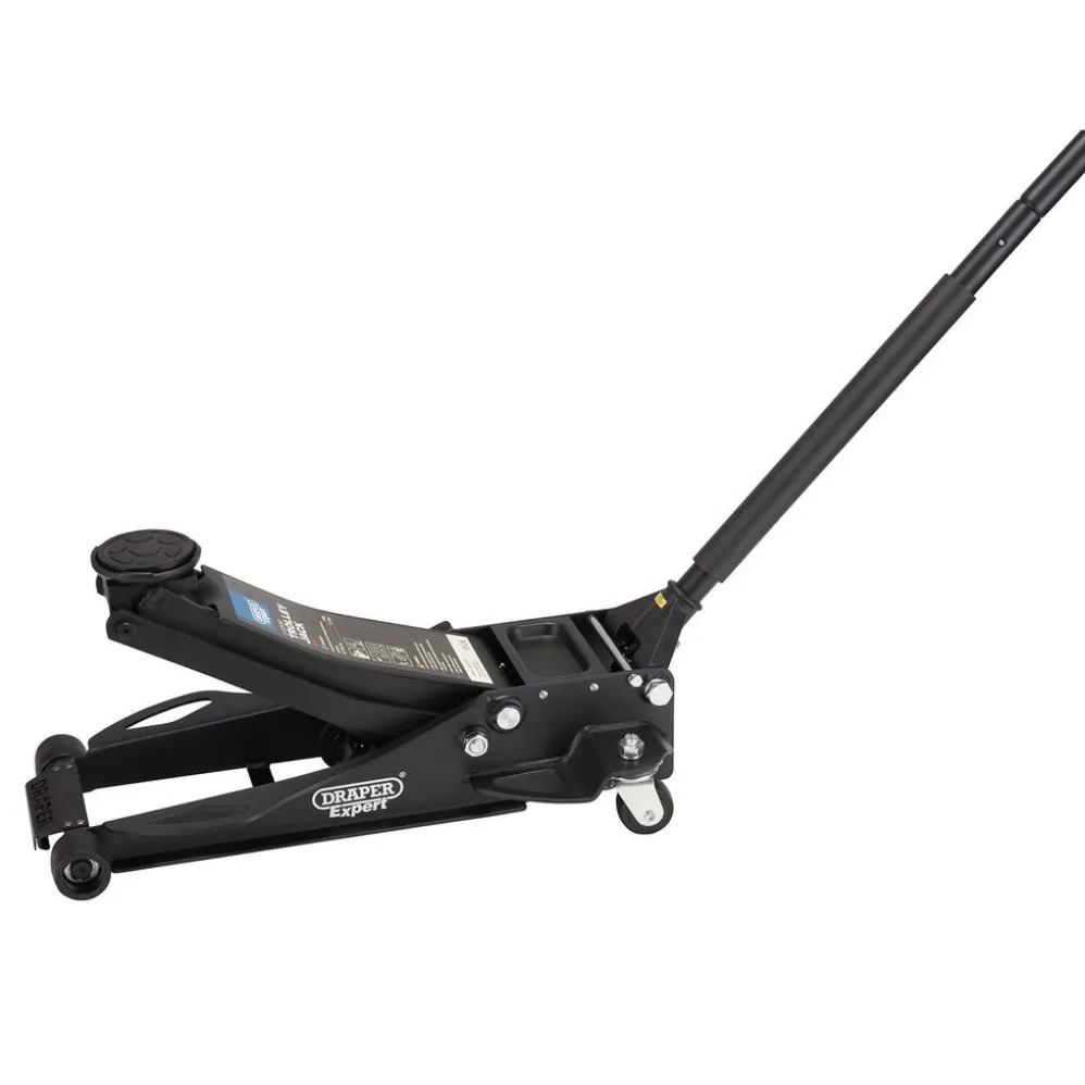 Draper Expert Professional Low Profile Fast Lift Garage Trolley Jack, 3 Tonne, Black