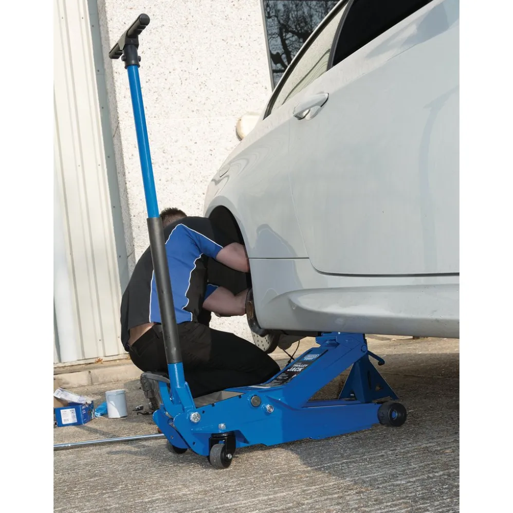 Draper Expert Professional Low Profile Garage Trolley Jack, 3 Tonne, Blue