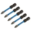 Draper Expert PZ-Type Impact Screwdriver Bits, No.1 x 50mm, 1/4" Hex (Pack of 5)