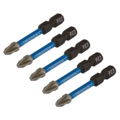 Draper Expert PZ-Type Impact Screwdriver Bits, No.2 x 50mm, 1/4" Hex (Pack of 5)