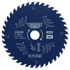 Draper Expert TCT Circular Saw Blade for Wood with PTFE Coating, 185 x 25.4mm, 40T