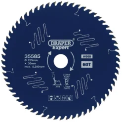 Draper Expert TCT Circular Saw Blade for Wood with PTFE Coating, 255 x 30mm, 60T