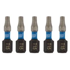 Draper Expert TX-STAR® Impact Screwdriver Bits, T15 x 25mm, 1/4" Hex (Pack of 5)