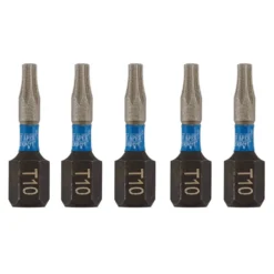 Draper Expert TX-STAR® Impact Screwdriver Bits, T10 x 25mm, 1/4" Hex (Pack of 5)