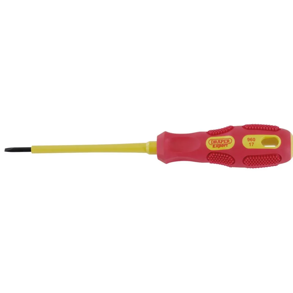 Draper Expert VDE Approved Fully Insulated Plain Slot Screwdriver, 2.5 x 75mm