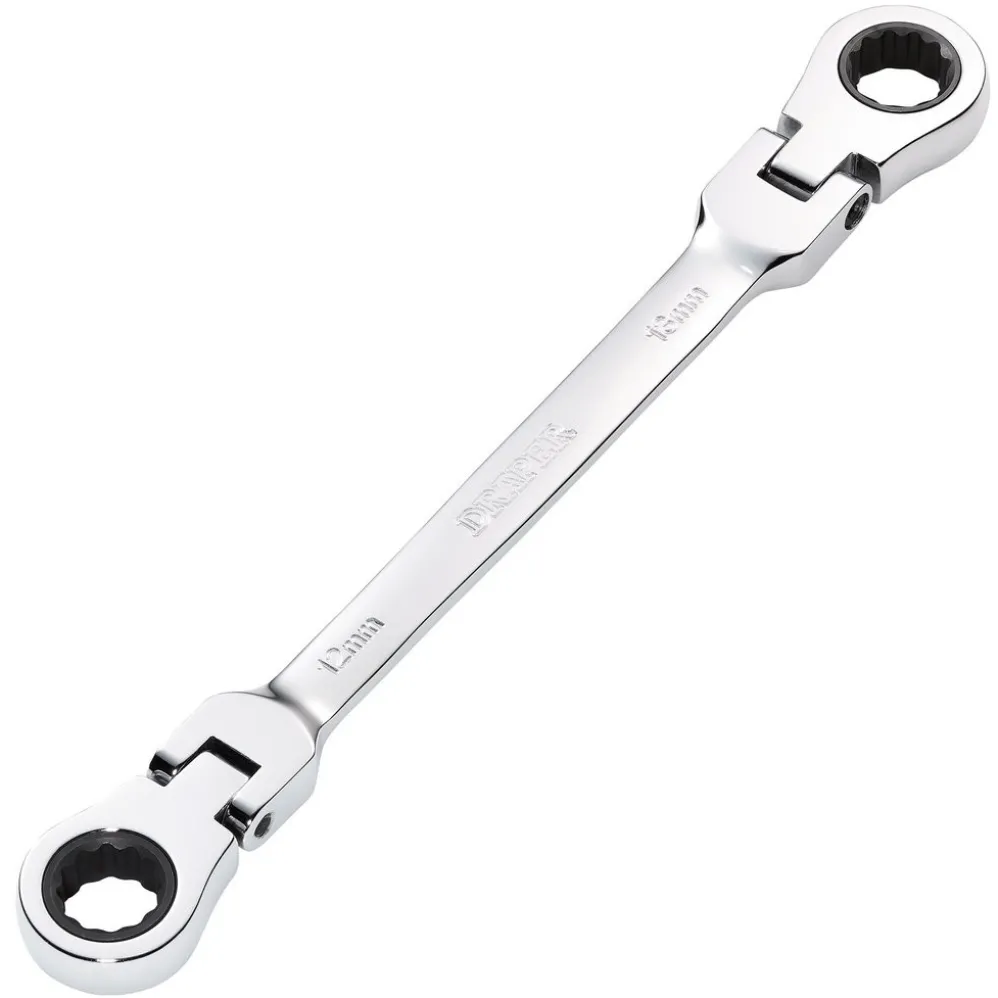 Draper HI-TORQ® Metric Flexible Head Double Ring Ratchet Spanner, 12 x 13mm