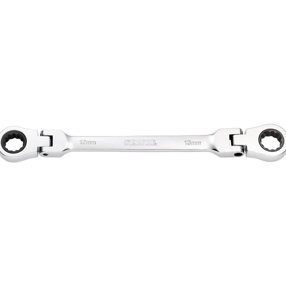 Draper HI-TORQ® Metric Flexible Head Double Ring Ratchet Spanner, 12 x 13mm