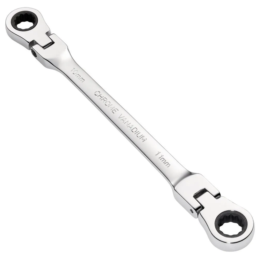 Draper HI-TORQ® Metric Flexible Head Double Ring Ratchet Spanner, 10 x 11mm