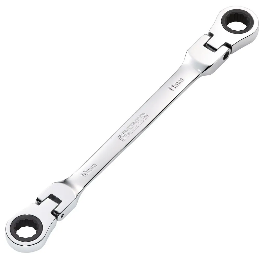 Draper HI-TORQ® Metric Flexible Head Double Ring Ratchet Spanner, 10 x 11mm
