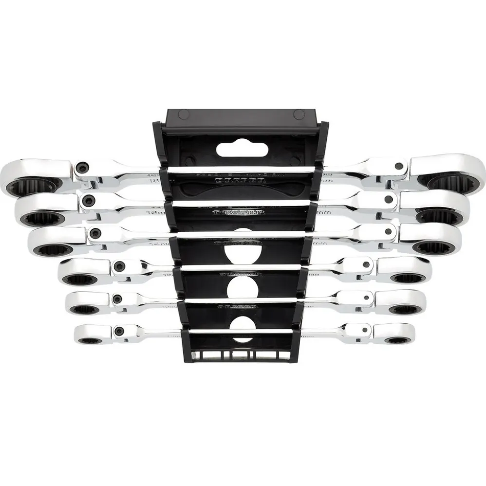 Draper HI-TORQ® Metric Flexible Head Double Ring Ratchet Spanner Set (6 Piece)