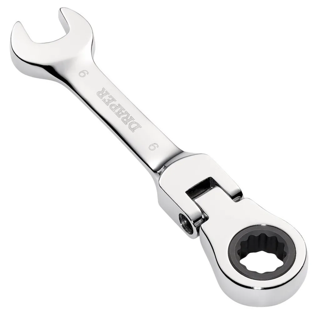 Draper HI-TORQ® Metric Stubby Flexible Head Ratchet Combination Spanner, 9mm