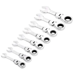 Draper HI-TORQ® Metric Stubby Flexible Head Ratchet Combination Spanner Set, 10 - 19mm (8 Piece)
