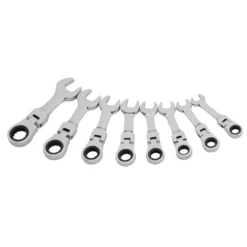 Draper HI-TORQ® Metric Stubby Flexible Head Ratchet Combination Spanner Set, 10 - 19mm (8 Piece)