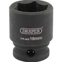 Draper HI-TORQ® 6 Point Impact Socket, 3/8" Sq. Dr., 18mm