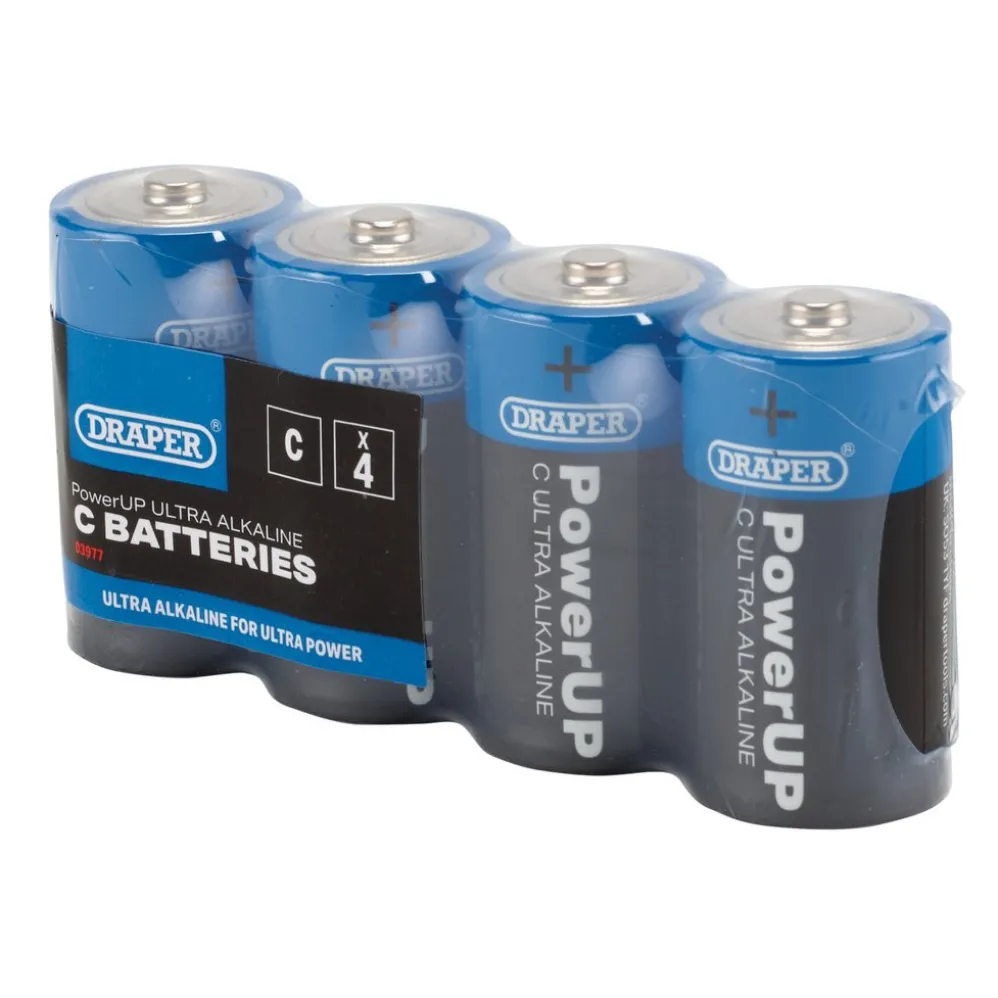Draper PowerUP Ultra Alkaline C Batteries (Pack of 4)