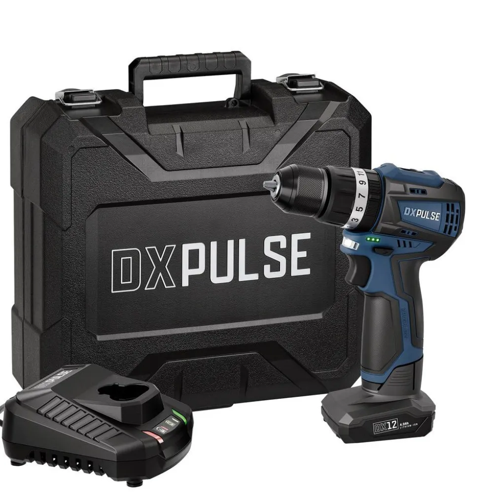 DXPULSE 12V Brushless Combi Drill Kit, 1 x 4.0Ah Battery, 1 x Fast Charger
