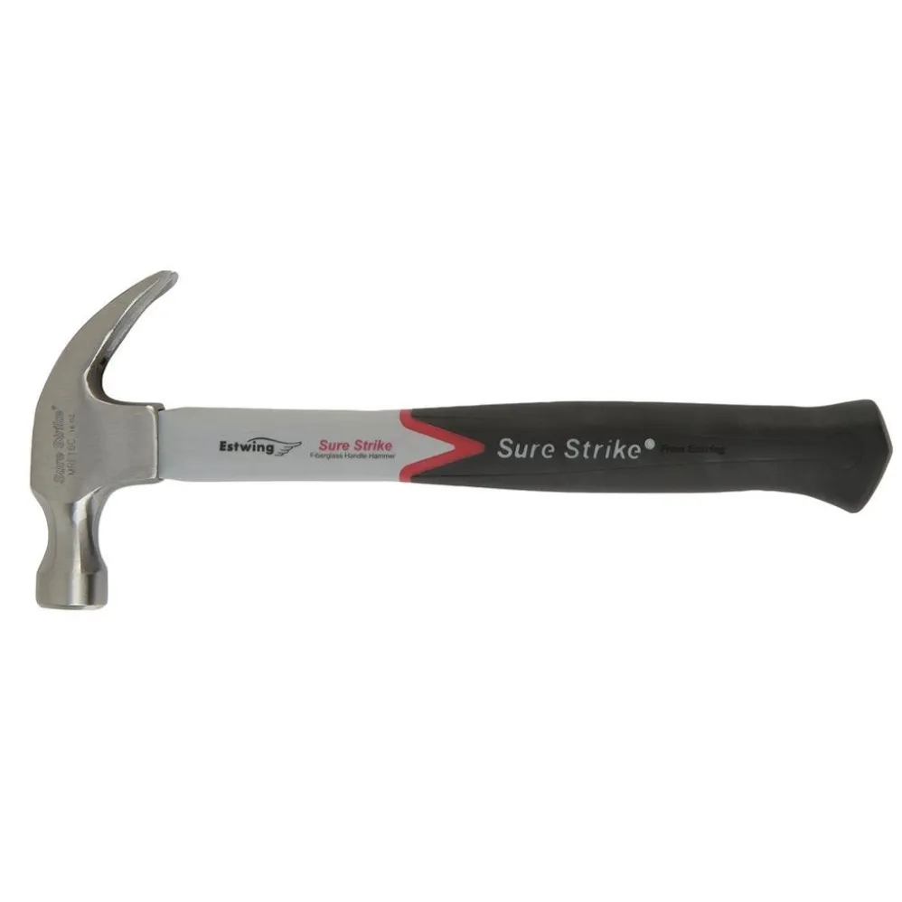 Estwing EMRF16C Sure Strike Curved Claw Hammer with Fibreglass Handle, 16oz/448g
